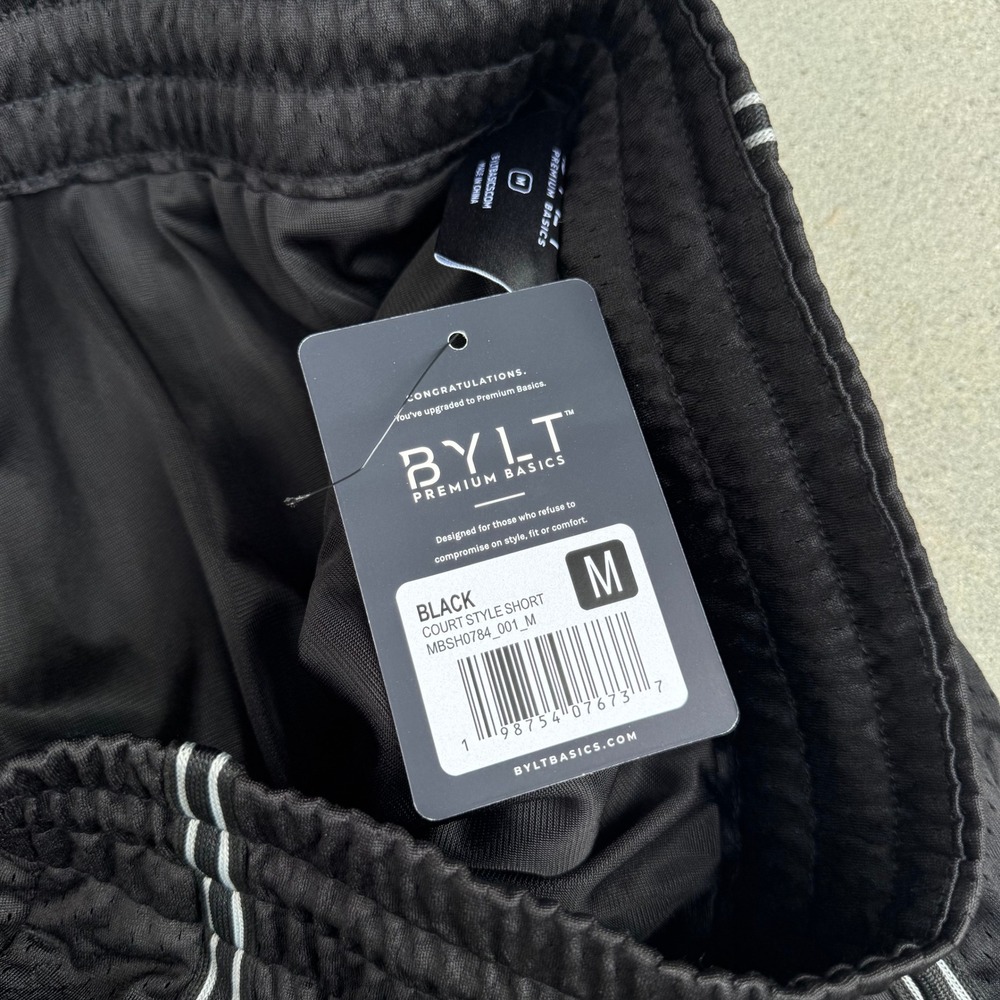 BYLT Premium Basics Mens Court Style Short Black Mesh Athletic MBSH0784 Medium - Picture 7 of 9